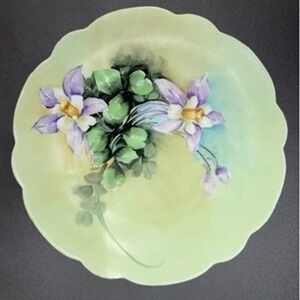 Antique Everett Studio‎ Bavaria Signed Hand Painted Porcelain Plate Columbine